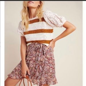 Anthropologie Brown Floral Skirt - Size S